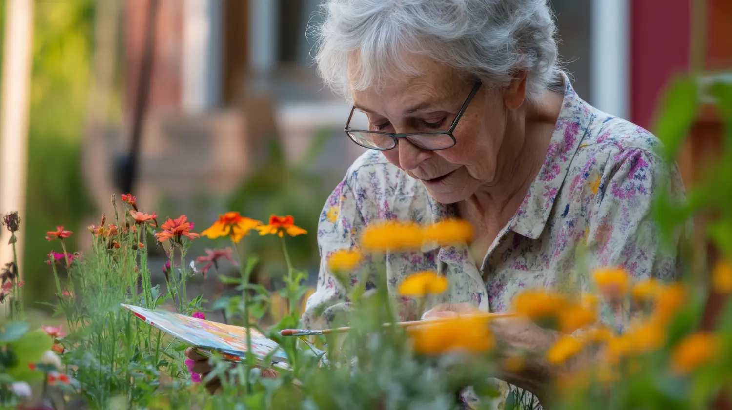 Ein Senior, der einem Hobby wie Malen oder Gärtnern nachgeht und die Aktivitäten und die Entspannung im Ruhestand präsentiert.